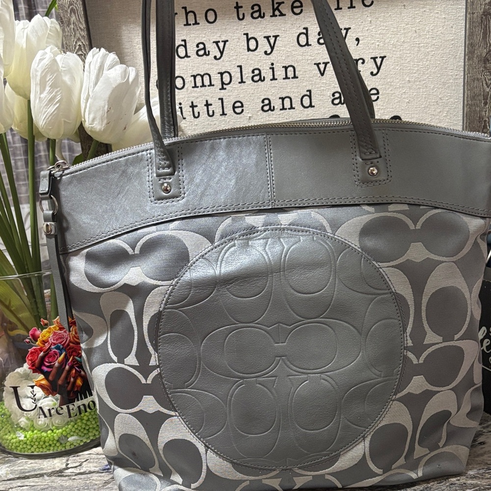 Coach Gray Signature Tote Bag